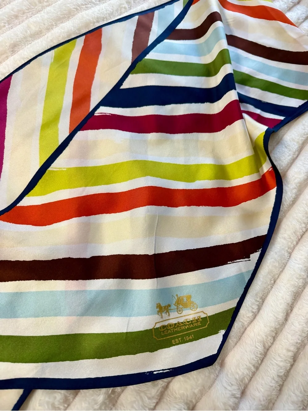 Authentic COACH Legacy Stripe Vintage ~Y2K~ 100% Silk Scarf ~Personal Collection